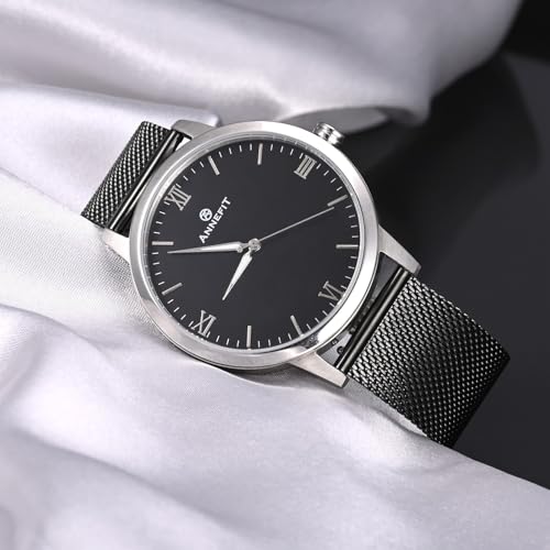 ANNEFIT Mesh Metal Watch Band, 316L Stainless Steel Watch Strap, Quick Release Replacement Bracelet 20mm (Space Grey) - Image 2