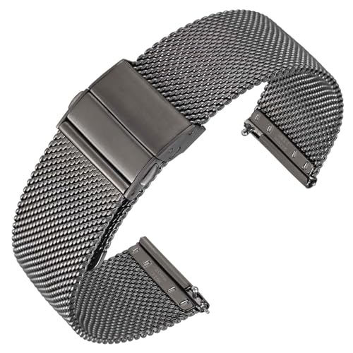 ANNEFIT Mesh Metal Watch Band, 316L Stainless Steel Watch Strap, Quick Release Replacement Bracelet 20mm (Space Grey) - Image 1