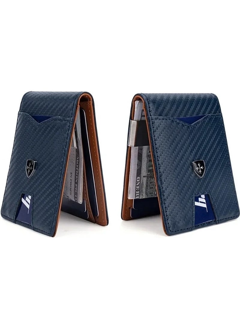 baellerry Minimalist RFID Protection Double Fold Leather Multi Card Wallet Men's Card Holder  - Image 1