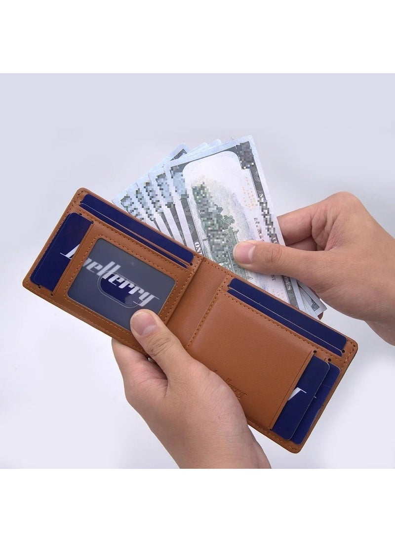 baellerry Minimalist RFID Protection Double Fold Leather Multi Card Wallet Men's Card Holder  - Image 5