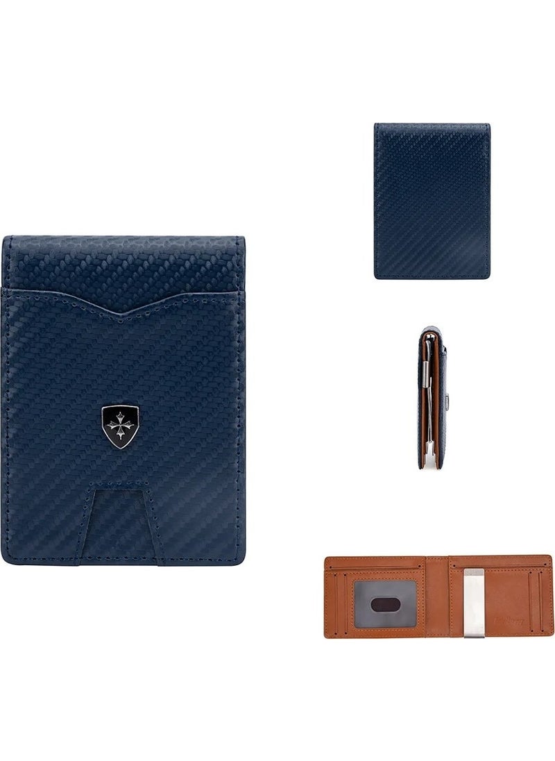 baellerry Minimalist RFID Protection Double Fold Leather Multi Card Wallet Men's Card Holder  - Image 4