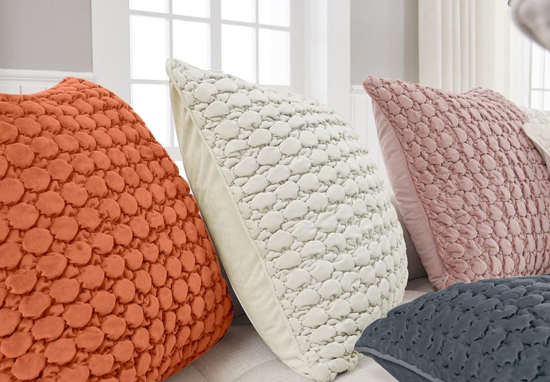 COCOPLOCEUS 1 Piece Euro Sham Rust 24x24 Pillow Covers Decorative Farmhouse Pillow Covers Fall Square Cushion Covers Soft Bubble Texture Euro Shams for Couch Sofa Bedroom Living Room Halloween - Image 5