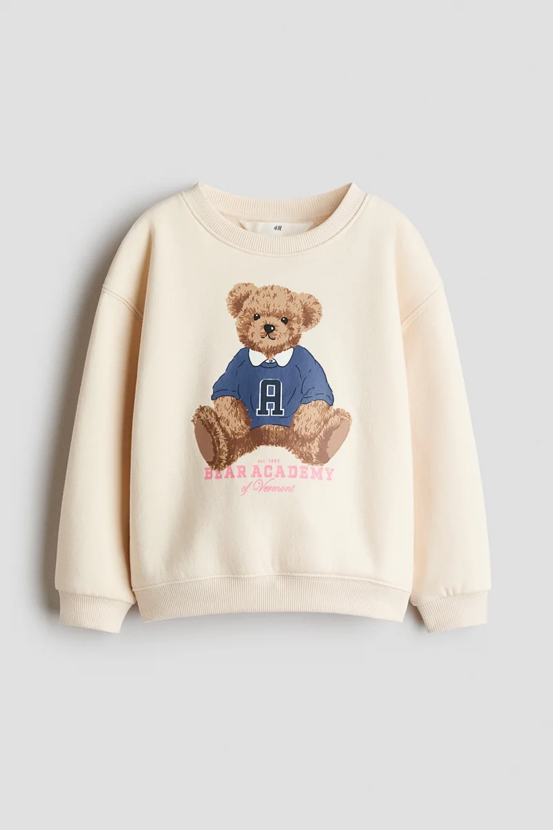 Print-motif brushed-inside sweatshirt