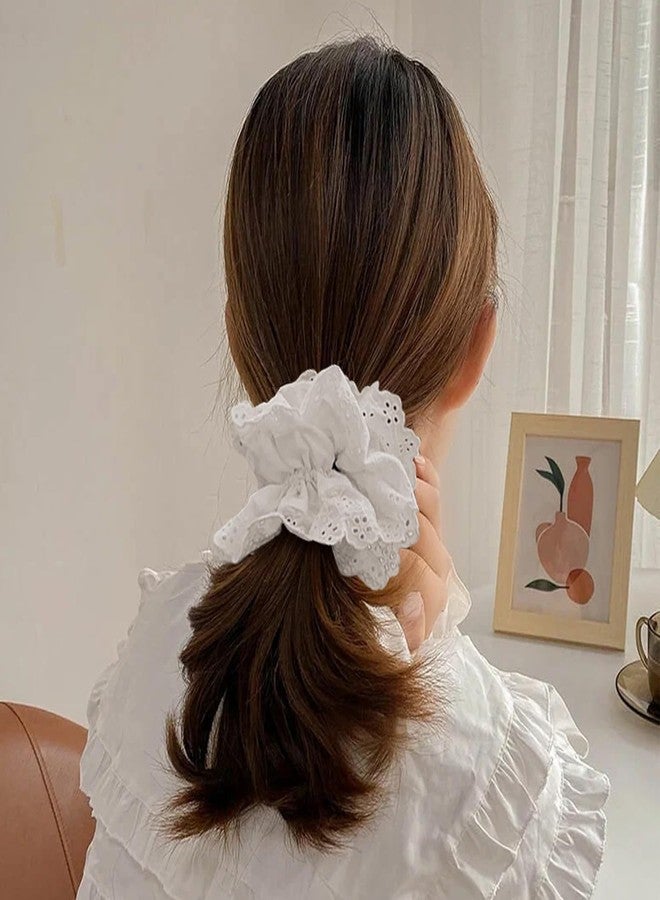 GANPUB 1 Pc Hair Ties for Women - Hair Scrunchies Girls 1-Piece Set - White Lace Design - Premium Fabric Ponytail Holder Hair Tie，Hair Accessories（White） - Image 5