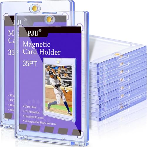 PJU 60ct Magnetic Card Holder 35pt One Touch Card Holder for Trading Cards Protectors Hard Plastic UV Protection Magnetic Display Case for Baseball Game Sports Cards - Image 1