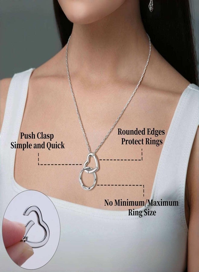 GAVU Stainless Steel Ring Holder Necklace for Women, Women’s Silver Pendant Heart Charm Holder Necklace 18" - Image 4