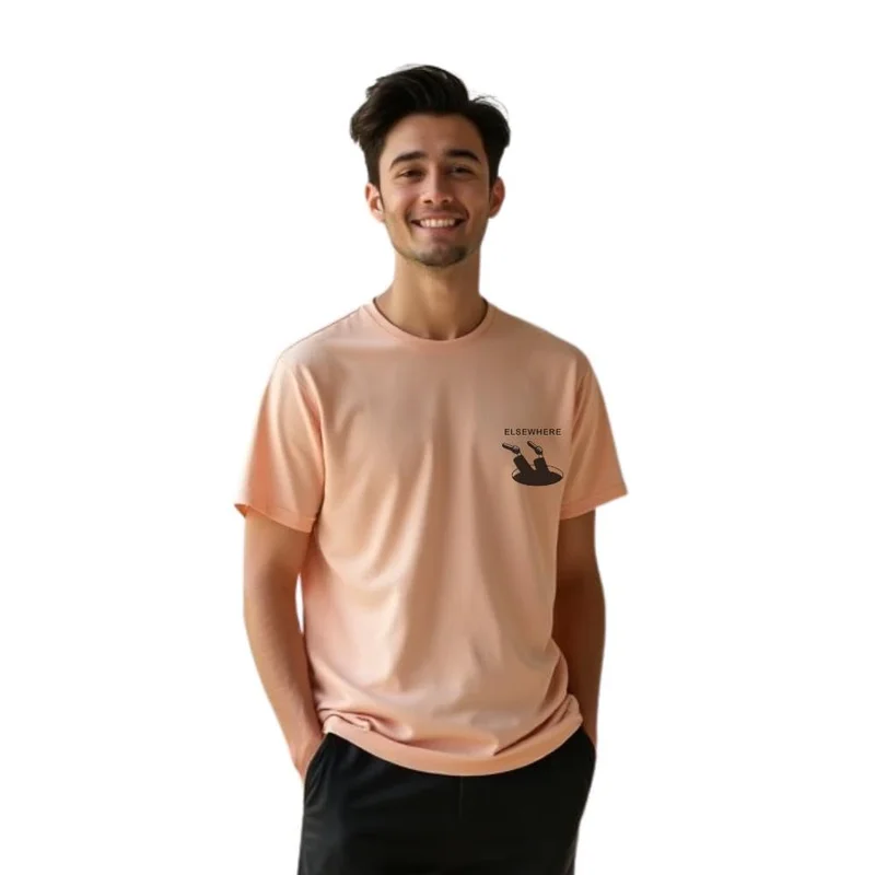نوبيرو Men's Cotton Regular Fit T-Shirt in Peach