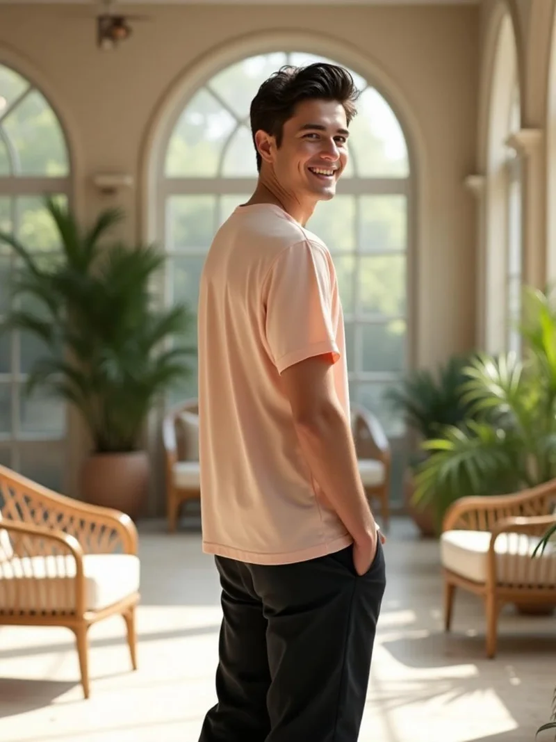 NOBERO  Men's Cotton Regular Fit T-Shirt in Peach for Men | Best Price UAE