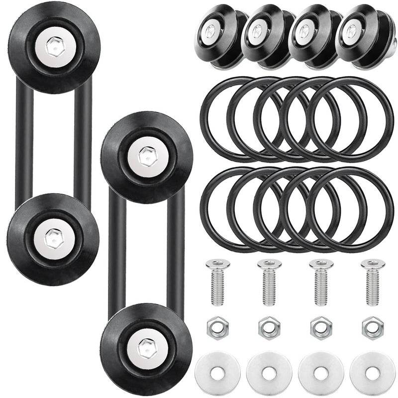 Mellbree Bumper Quick Release, Mellbree JDM Quick Release Holders Front Rear Bumper Fasteners Trunk Band Fenders clip Kits Compatible for Universal Car Bumper (Black 4 x Release Tabs with 12 x O-Ring Fastenerï¼‰ - Image 1