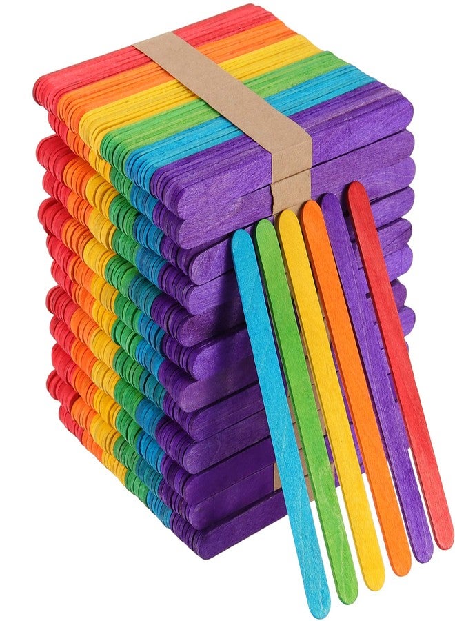 ZEONHAK 1000 PCS 4.5 Inches Colored Popsicle Sticks for Crafts, Colored Jumbo Craft Sticks Bulk, Birch Wood Colorful Sticks, DIY Model Making Craft Homemade Design - Image 1