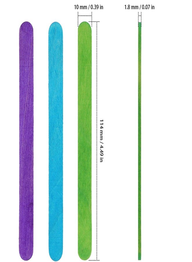 ZEONHAK 1000 PCS 4.5 Inches Colored Popsicle Sticks for Crafts, Colored Jumbo Craft Sticks Bulk, Birch Wood Colorful Sticks, DIY Model Making Craft Homemade Design - Image 2
