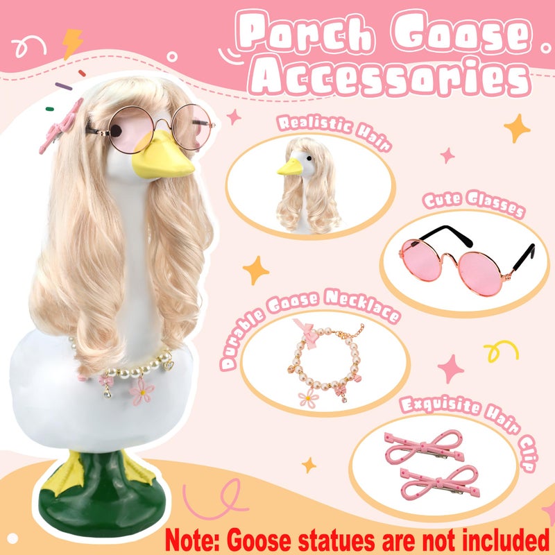 Zyidbng Porch Goose Wigs Blonde 1 Pack With Hair Clips Porch Goose Blonde Long Wigs Cute Girl Style Outdoor Decor For Lawn Goose Statues - Image 2