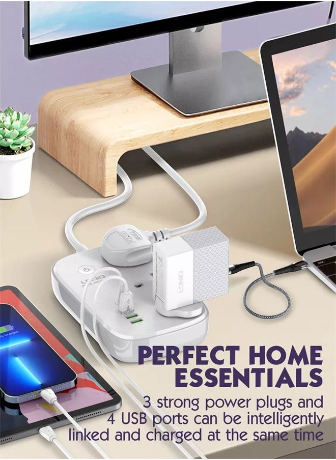 Wi-Fi Smart Power Extension Cord With 3 Sockets USB-C PD Quick Charge Port + 2USB-A And 1 QC3.0 Works With Smart App Universal Power Sockets With UK 3 Pin Plug for Home/School/Office - pzsku/Z878433B20844331C6586Z/45/_/1740140855/604d7a8d-dc61-46d7-b54b-71522bcd0de7