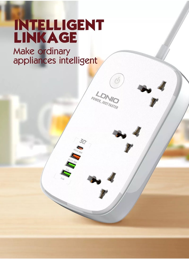 Wi-Fi Smart Power Extension Cord With 3 Sockets USB-C PD Quick Charge Port + 2USB-A And 1 QC3.0 Works With Smart App Universal Power Sockets With UK 3 Pin Plug for Home/School/Office - pzsku/Z878433B20844331C6586Z/45/_/1740140856/55d8ee94-5201-46a7-9c2b-a91f24da5b73