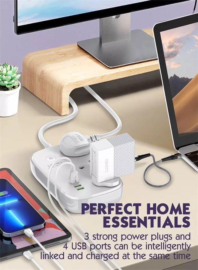 LDNIO WiFi Smart Power Extension 2 Meter Extention Cord Cable With 3 Socket Outlets USB-C Slot PD Fast Charge Port + 2USB-A And 1 QC3.0 Power Strip For Home , Office , Kitchen Works With  Smart App Universal Power Sockets With UK 3 Pin Plug With Europe Safty Standards - Image 4