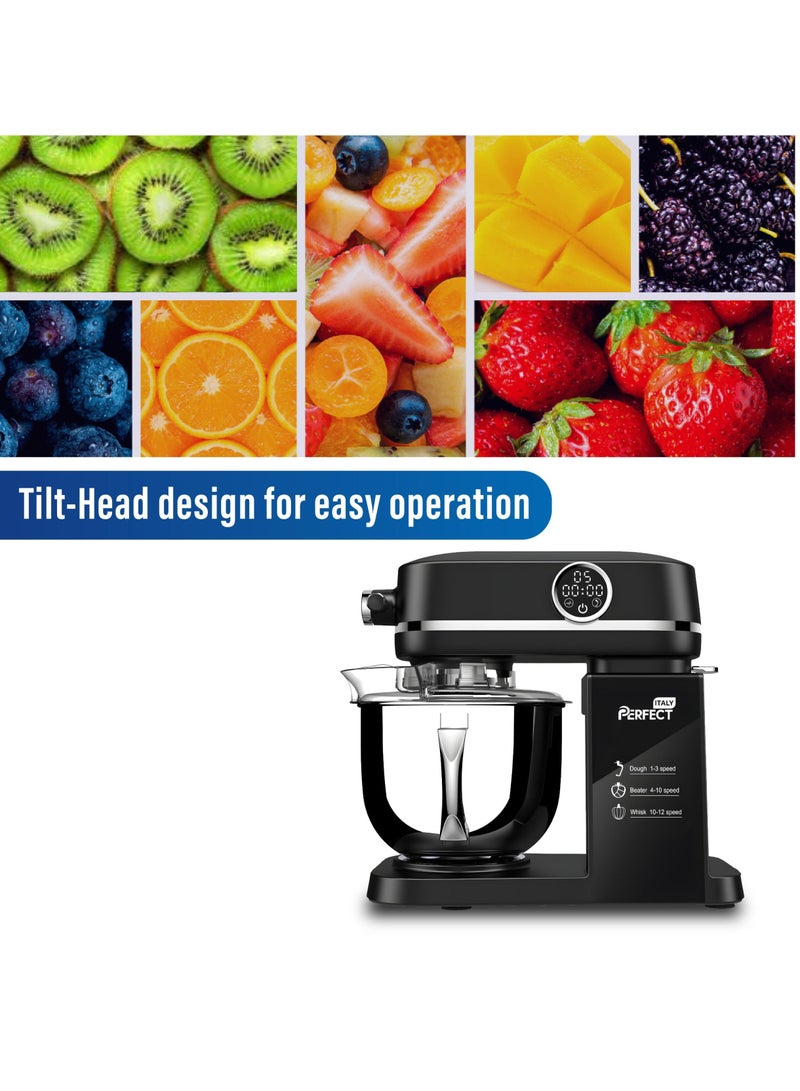 Stand Mixer SM-8017D | 7L Tilt-Head Kitchen Mixer with Built-in Scale | 1600W AC Motor | 12-Speed LED Display | 3 Interchangeable Mixing Blades | Quiet Operation | Overheat Protection | Full Aluminum Die-Cast Body  - Image 3