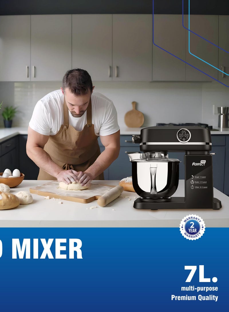 Stand Mixer SM-8017D | 7L Tilt-Head Kitchen Mixer with Built-in Scale | 1600W AC Motor | 12-Speed LED Display | 3 Interchangeable Mixing Blades | Quiet Operation | Overheat Protection | Full Aluminum Die-Cast Body  - Image 5