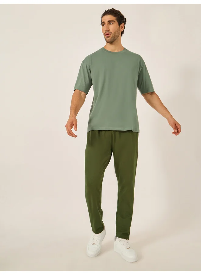 ستايلي Styli Cotton Rich Oversized T-Shirt with Crew Neck