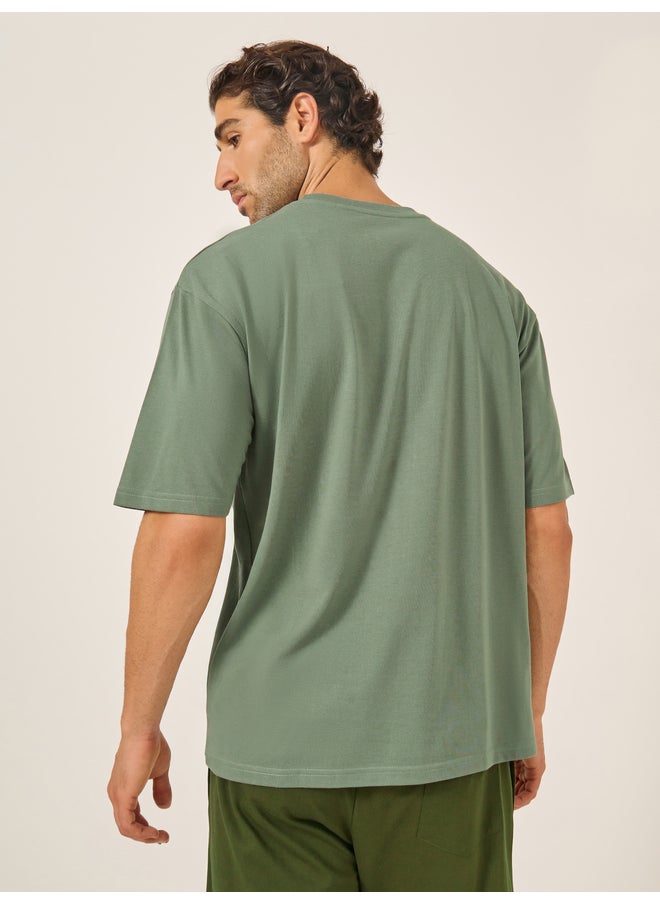 Styli Styli Cotton Rich Oversized T-Shirt with Crew Neck  - Image 4