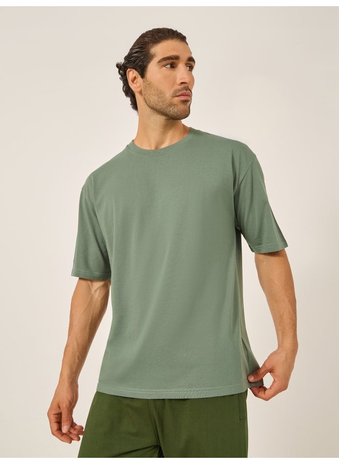 Styli Styli Cotton Rich Oversized T-Shirt with Crew Neck  - Image 1
