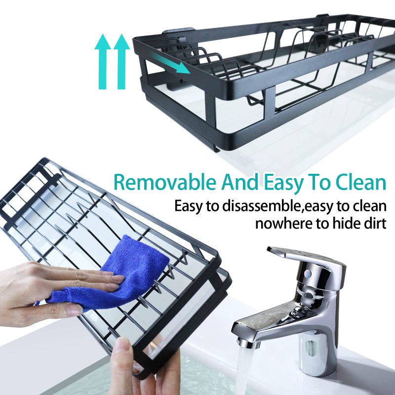 Supfirm Wall Mounted Stainless Steel Dish Drying Rack Fruit Vegetable Storage Basket with Drainboard and Hanging Chopsticks Cage Kitchen Shelf Utensils Organizer (1 Tier) - Image 4