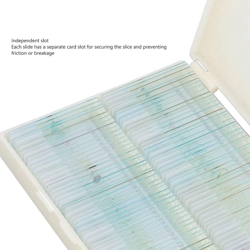 100Pcs Microscope Slides Glass Prepared Specimen Kit with Storage Box for Science Laboratory - Image 5
