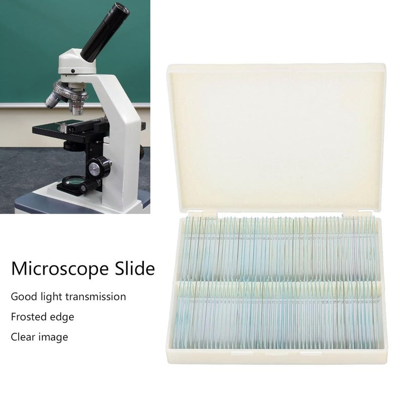 100Pcs Microscope Slides Glass Prepared Specimen Kit with Storage Box for Science Laboratory - Image 3