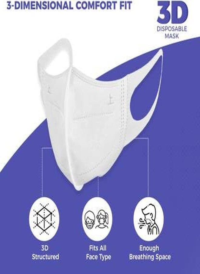 قناع وجه Careview ثلاثي الأبعاد للاستخدام مرة واحدة مع 4 طبقات وحلقة أذن من قماش سباندكس غير منسوج ناعم للغاية (أبيض، عبوة من 50 قطعة) - Image 5