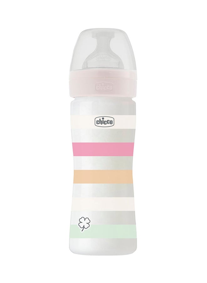 Chicco Well-Being Plastic Feeding Bottle 250ml Medium Flow 2m+ Silicone, White  - Image 1