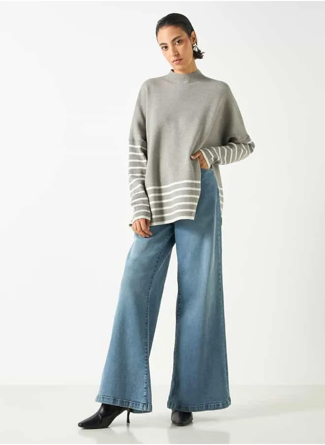 2Xtremz 2Xtremz Stripe Detail Pullover with High Neck