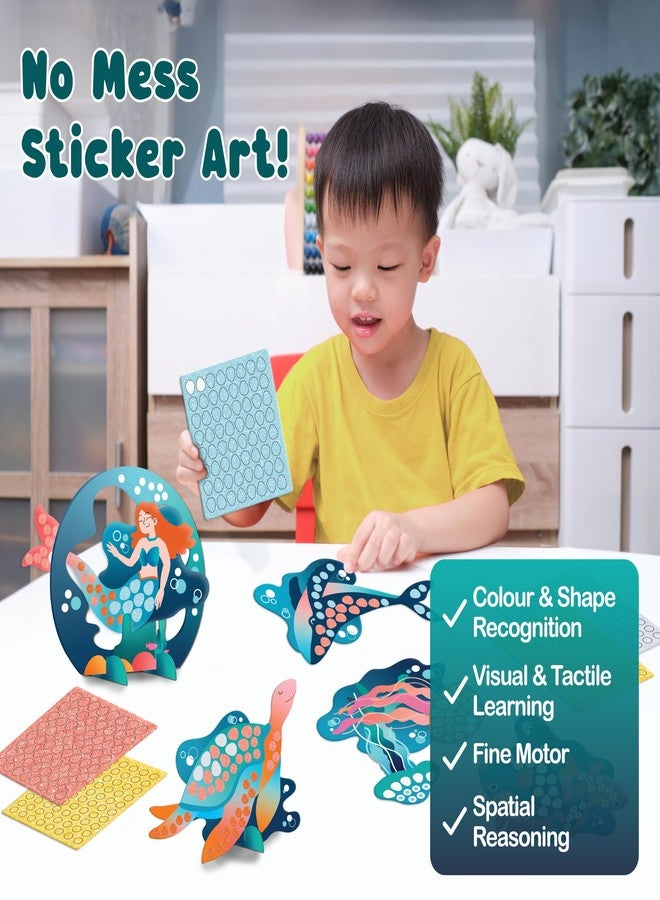BINCA Foam Sticker Mosaic Art Activity, 750+ 3D Glitter Foam Stickers, 5 Underwater Animals with Display Arch, DIY Mess-Free Activities, Felt Craft Kits & Gifts for Boys & Girls Ages 5,6,7,8 - Image 5