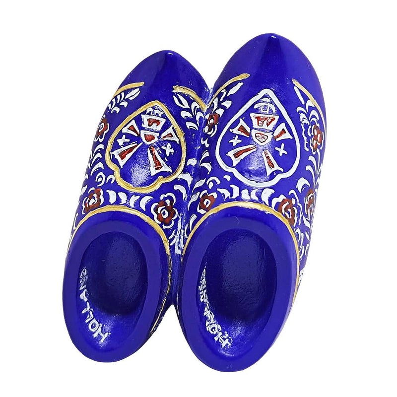 WitnyStore Tiny Blue Klompen Clogs Dutch Traditional Shoes Holland Netherlands Western Europe Tourist Attractions Resin Refrigerator Magnet Traveler Souvenir Gift Memento 3D Fridge Magnets