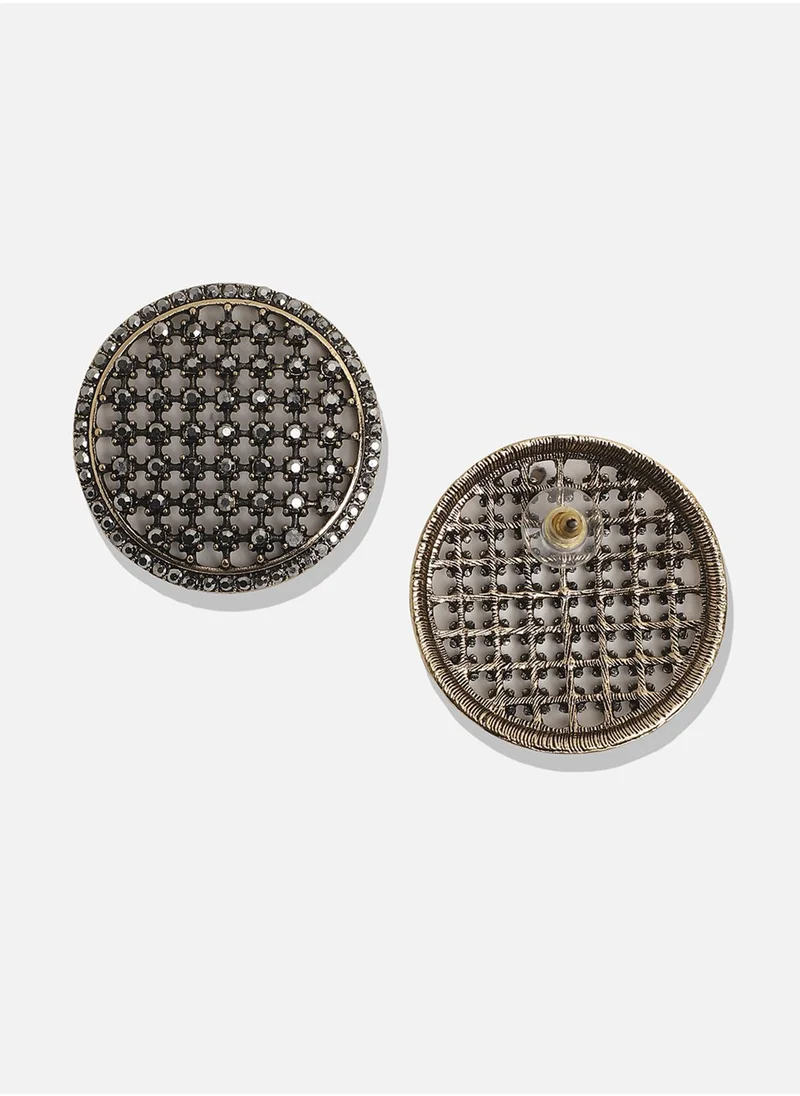 SOHI Maxi Intricate Circular Stud Earrings