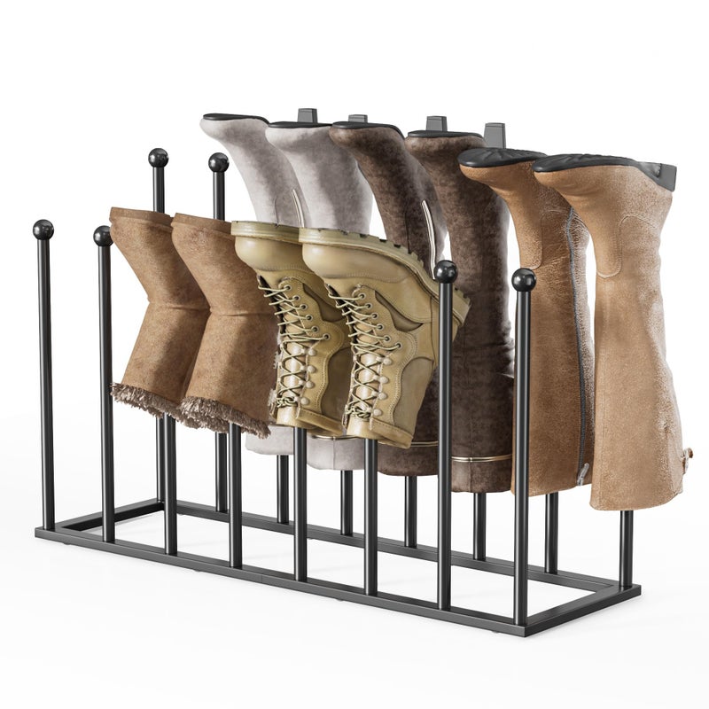 pickpiff Free Standing Shoe Racks - 19.5 Inch Black Metal Boot Rack Organizer Tall Boots for Dorm Room, Closet, Entryway, Bedroom, Patio Outdoor, Hallway, Black, Shoe Storage Fit for 8 Pairs - Image 1
