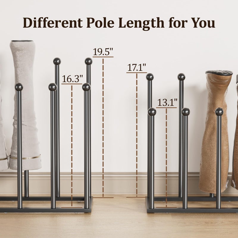 pickpiff Free Standing Shoe Racks - 19.5 Inch Black Metal Boot Rack Organizer Tall Boots for Dorm Room, Closet, Entryway, Bedroom, Patio Outdoor, Hallway, Black, Shoe Storage Fit for 8 Pairs - Image 5