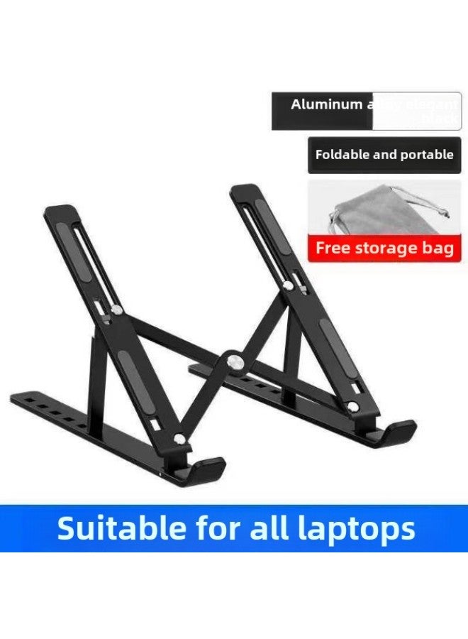 Digital Computer Stand Desktop Computer Rack Adjustable Laptop Holder Foldable Desk Organizer Tablet Mount Bracket-Color:Oxidation Quality-18-inch Aluminum Alloy Bracket Black (velvet Bag) Recommended For Notebooks Under 16 Inches - Image 1
