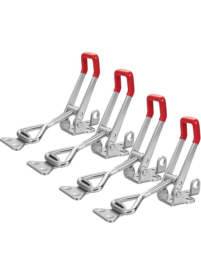 PROMASS 4 Pack Toggle Latch Clamp 4002 Style,550Lbs Holding Capacity,Toggle Latches with Lock-Hole,Adjustable Heavy Duty Medium Latch for Smoker lid,ToolBox Cases and More (5.7inch)4 Pack Toggle Latch Clamp - Image 1