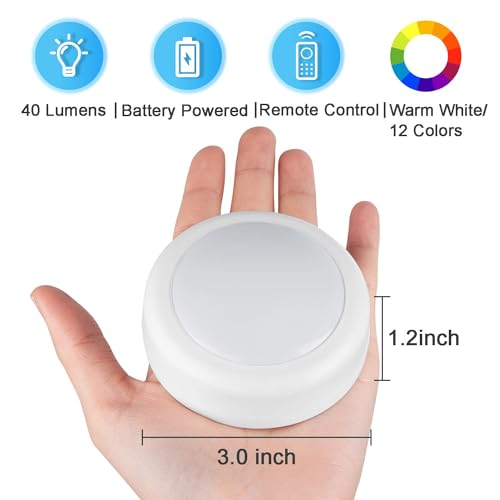 BLS LED Puck Lights with Remote Control, Wireless Under Cabinet & Closet Lighting, RGB 13 Color Changing Lights with Dimmer, Timer & AA Battery Operated, Push, Touch, Stick on for Night, Wall, 6 Pack - Image 3