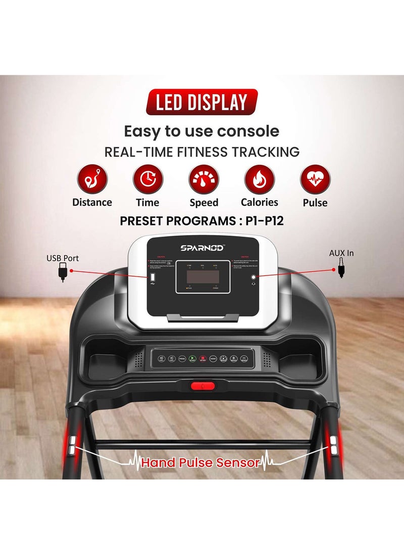 Sparnod Fitness جهاز مشي أوتوماتيكي STH-1200 (3 HP Peak) - جهاز مشي بمحرك قابل للطي للاستخدام المنزلي  - Image 3