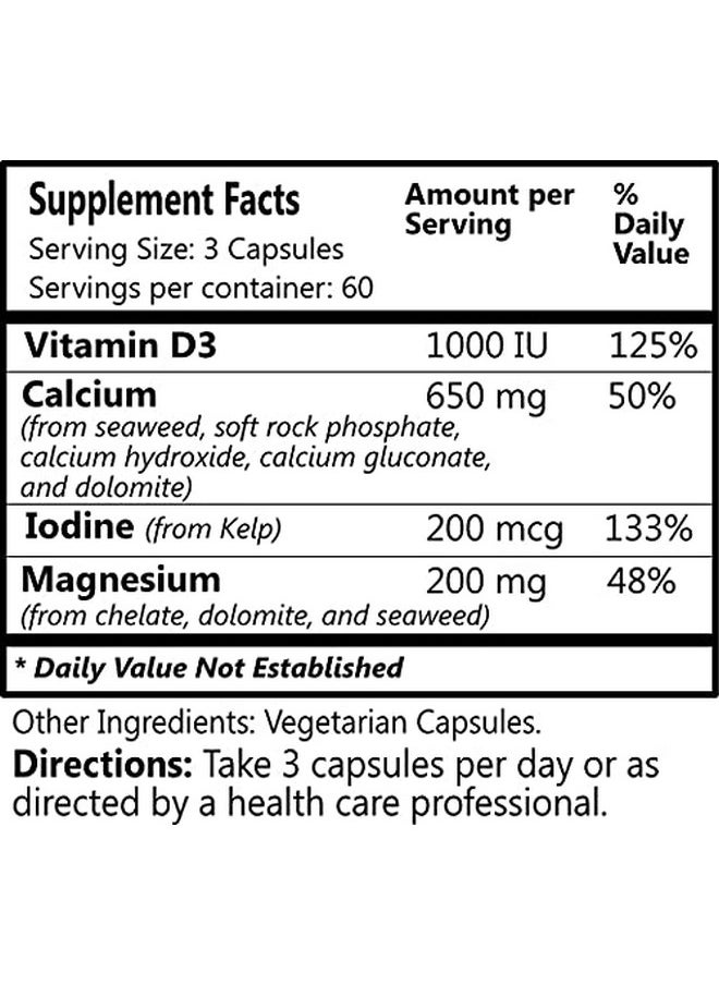 Daily Manufacturing Daily Manufacturing Ocean Elements™ (Calcium & Magnesium from Seaweed, Iodine from Kelp & Vitamin D3) 180 Vegetarian Capsules  - Image 2