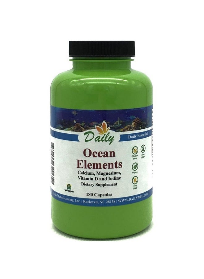 Daily Manufacturing Daily Manufacturing Ocean Elements™ (Calcium & Magnesium from Seaweed, Iodine from Kelp & Vitamin D3) 180 Vegetarian Capsules  - Image 1