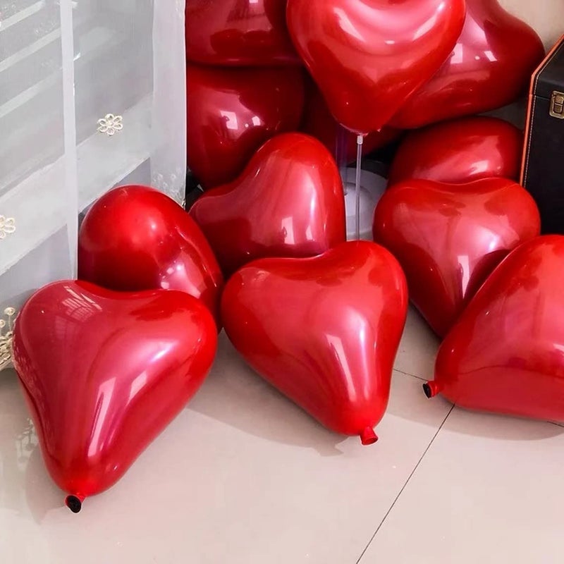 atorakushon 30 Pieces Love Heart Balloons Red Latex Heart Balloons for Valentines Day Wedding Anniversary Engagement Birthday Company Celebration Graduation Prom Party Romantic Decoration - Image 2