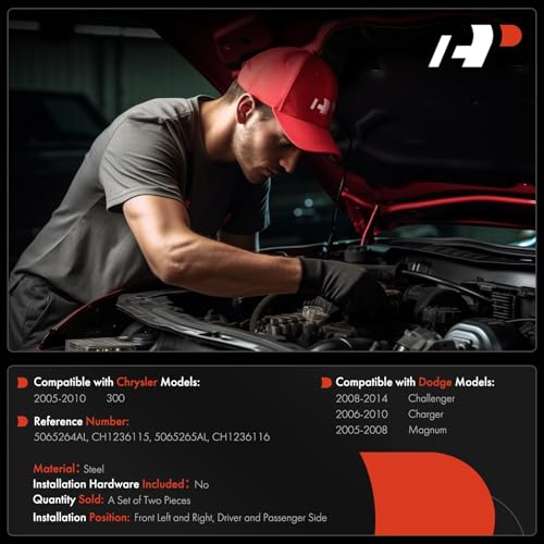 A-Premium Front Driver and Passenger Side Hood Hinges Pair Compatible with Dodge Charger 2006-2010, Challenger 2008-2014, Magnum 2005-2008 & Chrysler 300 2005-2010 - Image 2