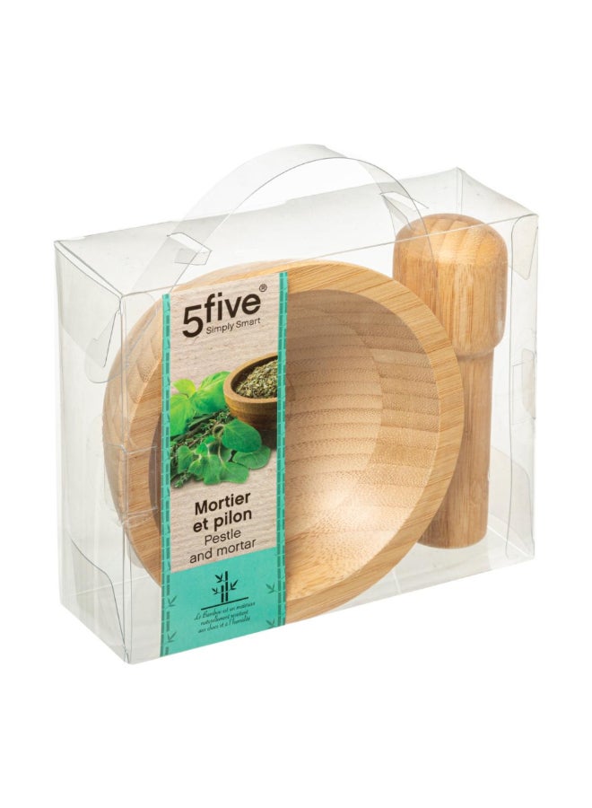 Five Simply Smart Durable Kitchen Bamboo Mortar and Pestle Brown 6 x 11.5 x 11.5 cm 120059 - Image 5