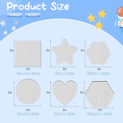 ZhouBoat 60 Pcs Magnetic Canvas Panel Mini Canvas Boards for Painting 3 Inch Small Canvases Bulk Mini Canvases DIY Decorative Magnets Painting Crafts for Fridge Locker Home Office Decor (Mixed Styles) - Image 2