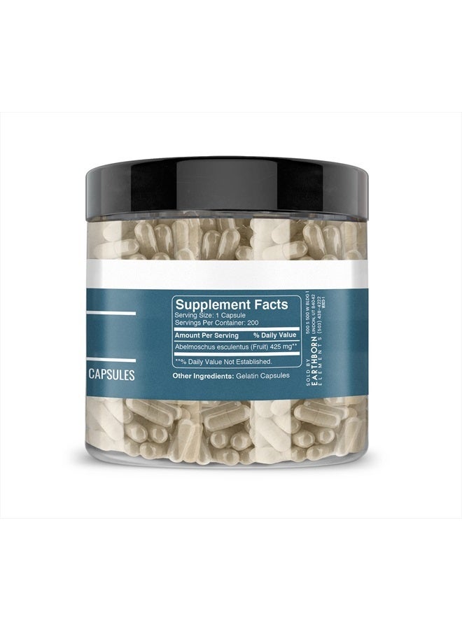 earthborn elements Okra Extract 200 Capsules, Pure & Undiluted, No Additives - Image 4