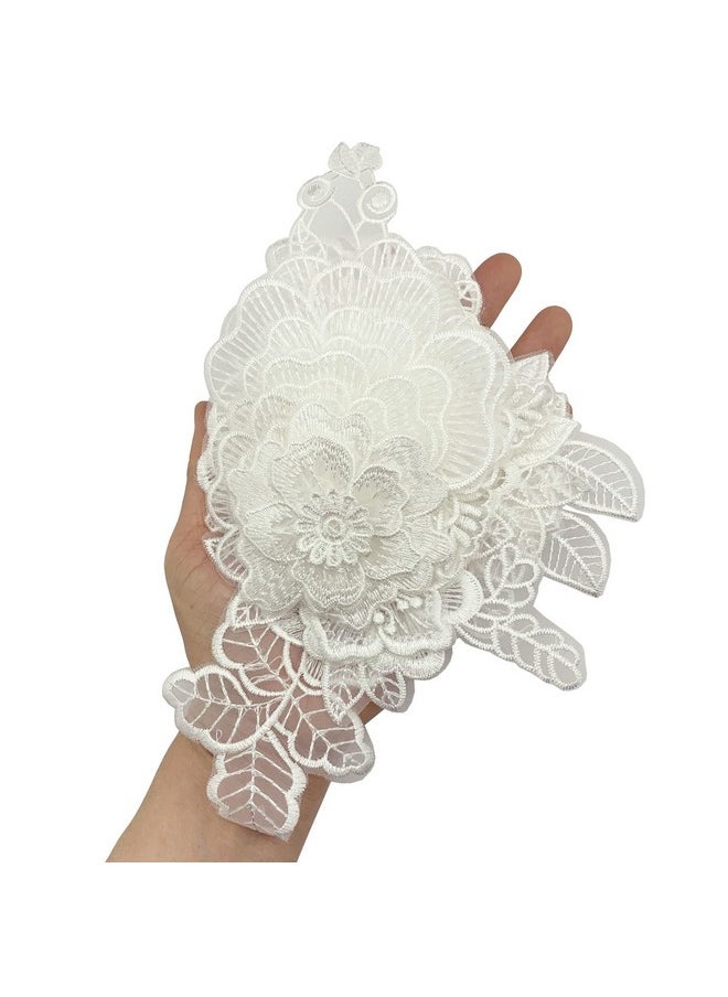 BETITETO 12 Pieces Flower Lace Embroidered Applique 3D Floral Sew On Patches For Clothes Repairing Decorating Wedding Dress Diy Sewing Craft (White)  - Image 5
