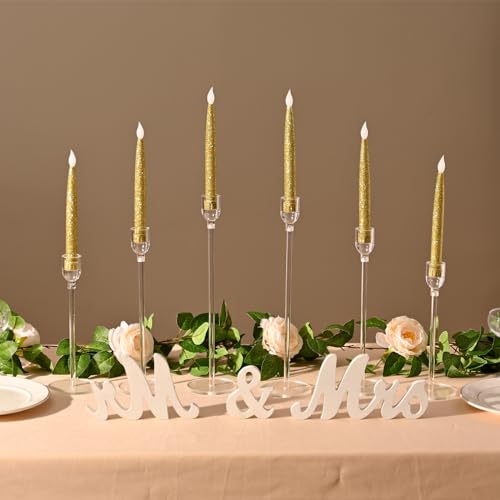 Vincidern 18pcs Acrylic Candle Holders Centerpieces for Table, Taper Candle Holder for Table Centerpieces, Wedding, Valentine, Dining Room Decorations, Clear Candlestick Holder Set - Image 2