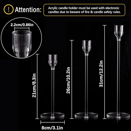 Vincidern 18pcs Acrylic Candle Holders Centerpieces for Table, Taper Candle Holder for Table Centerpieces, Wedding, Valentine, Dining Room Decorations, Clear Candlestick Holder Set - Image 4