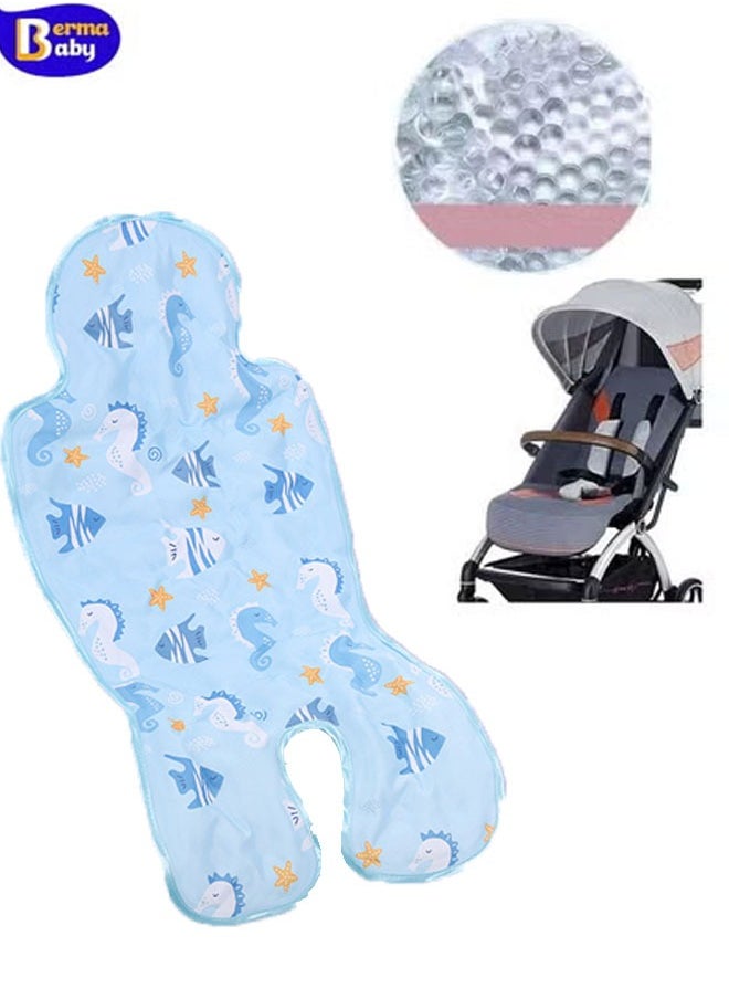 Berma Baby وسادة مقعد عربة الأطفال، حصيرة تبريد لعربة الأطفال، وسادة ثلج للكرسي الصيفي، وسادة تبريد لمقعد السيارة من الجل للأطفال، 26.8 بوصة * 13 بوصة (أزرق)  - Image 1